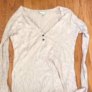 Henley sweater with eyelet arms